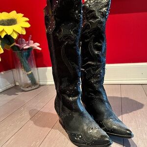 Donald J. Pliner Black Embellished Heeled Boots